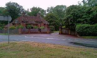 View of entrance to Kent County Crematorium at Charing