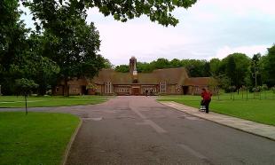 View of driveway into Medway Crematorium in Chatham, Kent