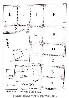 Plan of sections at St John's Church, Great Marsden (Nelson), Lancashire