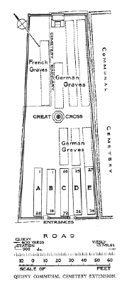 Plan of Qui�vy Communal Cemetery Extension, France